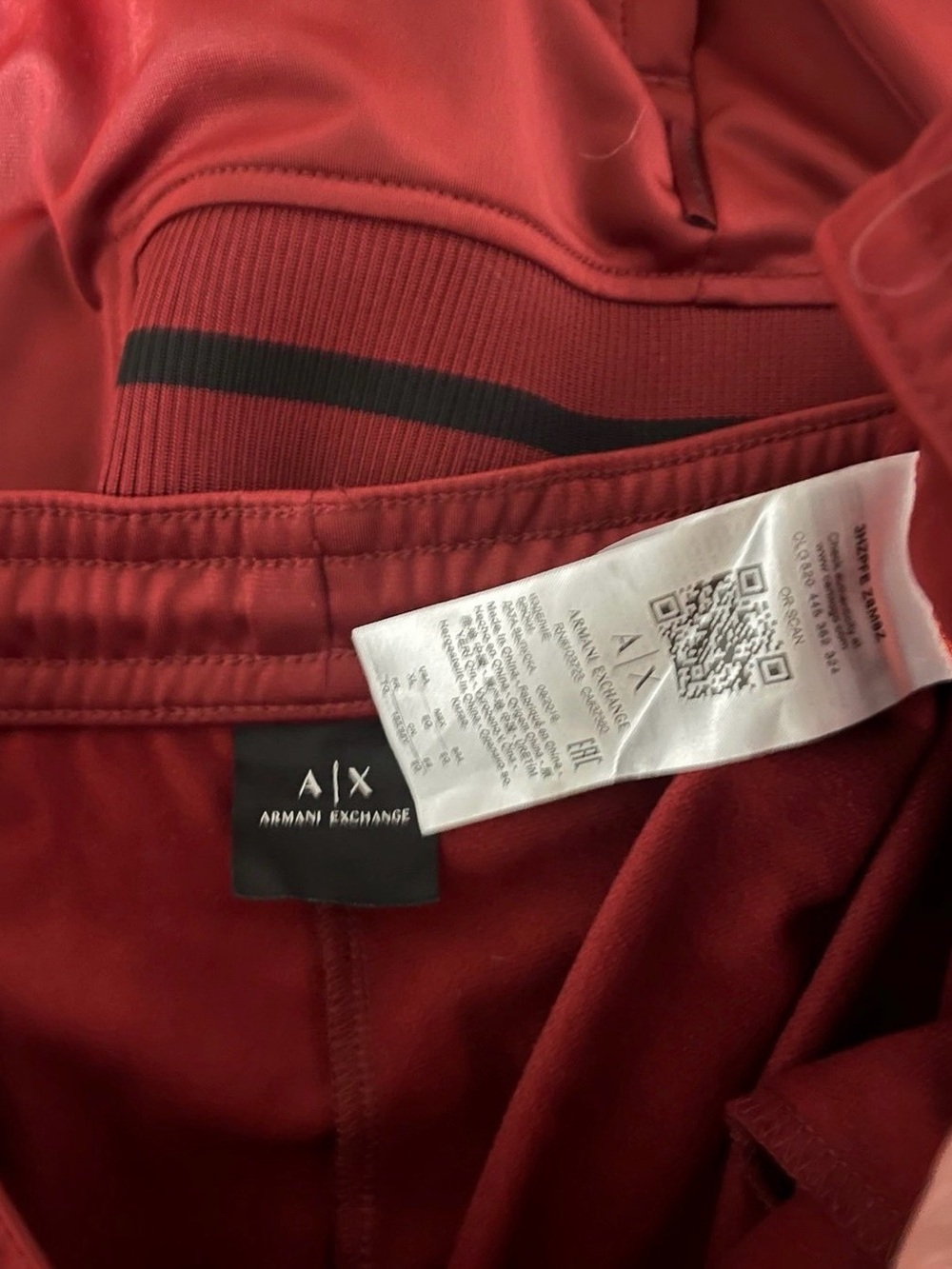 Armani Exchange Deep Red Track Jacket with Black Trim - Picture 2 of 6